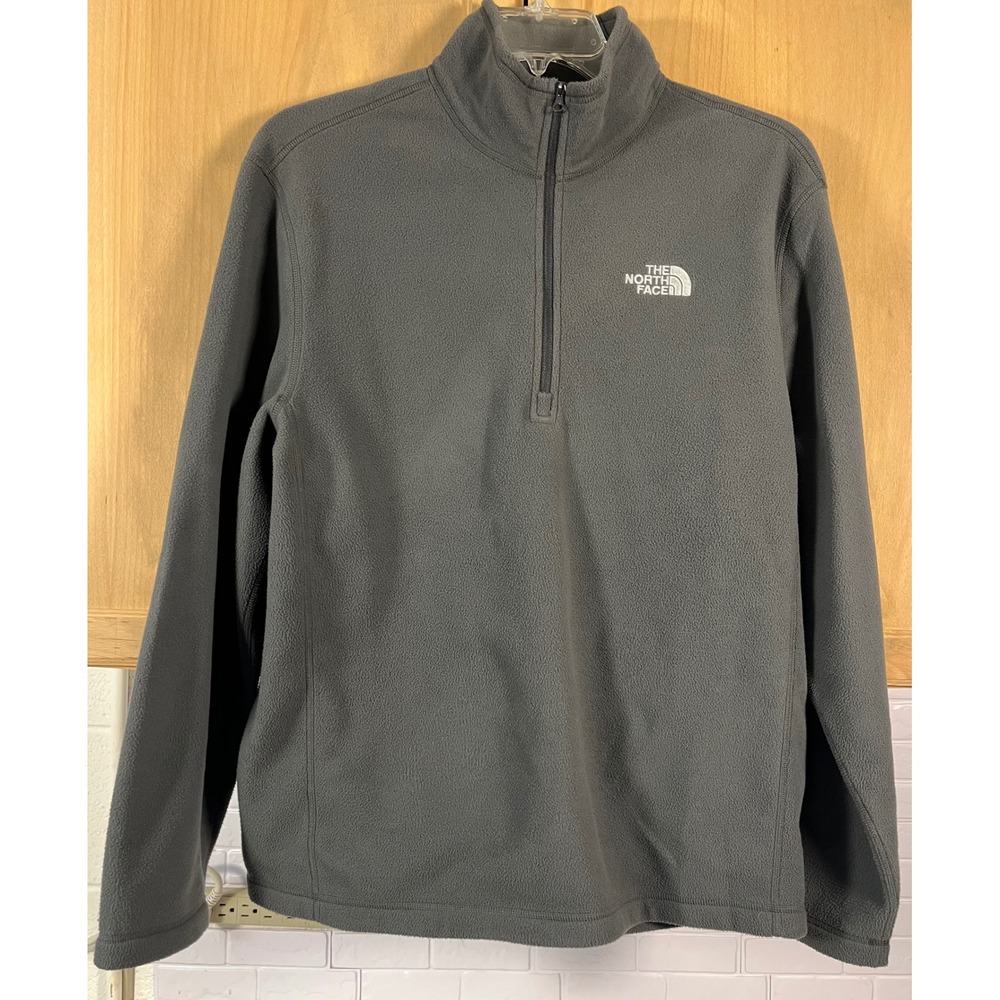 The North Face Fleece Pullover Mens Large Gray TKA 100 Quarter Zip Jacket